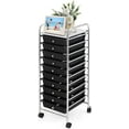 thumbnail image 1 of VibrantEcho 10-Drawer Rolling Storage Drawer Cart, Utility Cart with Removable Drawers & Metal Frame, Mobile Art Craft Drawer Cart with Lockable Wheels for Home, Office, Studio, School, Black, 1 of 14