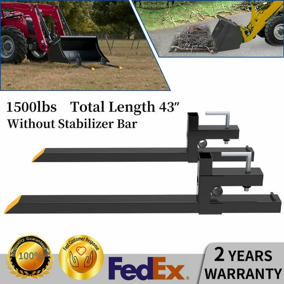 VibrantEcho 1500lb 30" Tractor Pallet Forks without Stabilizer Bar, Skid Steer Loader Bucket Clamp