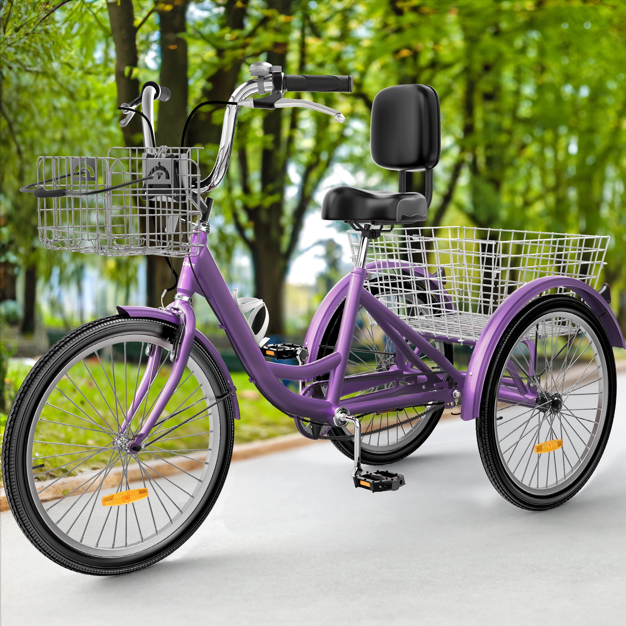 VibrantEcho 24 Inch 7-Speed Adult Trike, Violet Purple 3-Wheel Bike