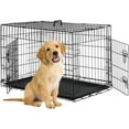 thumbnail image 1 of VibrantEcho 24 Inch Dog Crates for Small Dogs Folding Metal Wire Crates Dog Kennels Outdoor and Indoor Pet Dog Cage Crate with Double-Door,Divider Panel, Removable Tray,Black, 1 of 14