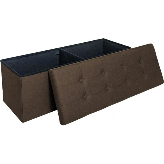 VibrantEcho 43 Inches Folding Storage Ottoman Bench, Storage Chest, Footrest for Entryway, Living Room, Holds up to 660 lb, Brown