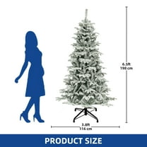 VibrantEcho 6.5FT Pre-Lit Flocked Artificial Snow Flocked Layered Christmas Tree