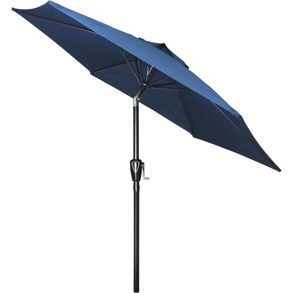 VibrantEcho 7.5' Patio Umbrella Outdoor Table Market Yard Umbrella with 6 Sturdy Ribs for Backyard, Pool, Garden, Deck, Blue