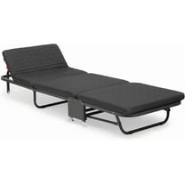 VibrantEcho 71" Folding Cot for Adults with Mattress, 4 Adjustable Backrest & 7 Wheels (5 Swivel 360°, 2 Lockable, 2 Straight-line Movement), Portable Guest Bed for Home, Office, Black