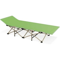 VibrantEcho 75" Camping Cot for Adults, Folding Sleeping Cot, Lightweight Portable for Outdoor Camping with Detachable Pillow and Side Pocket for Travel Home Office Picnic, Supports 360 lbs, Green