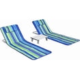 thumbnail image 1 of VibrantEcho Chairs with Side Table, 2 Pack Folding Lounge Chairs for Adults, with 5 Adjustable Position, Backpack Lightweight Reclining Lounge Chair for Lawn Camping Picnic Sunbath Pool (Blue Stripe), 1 of 13
