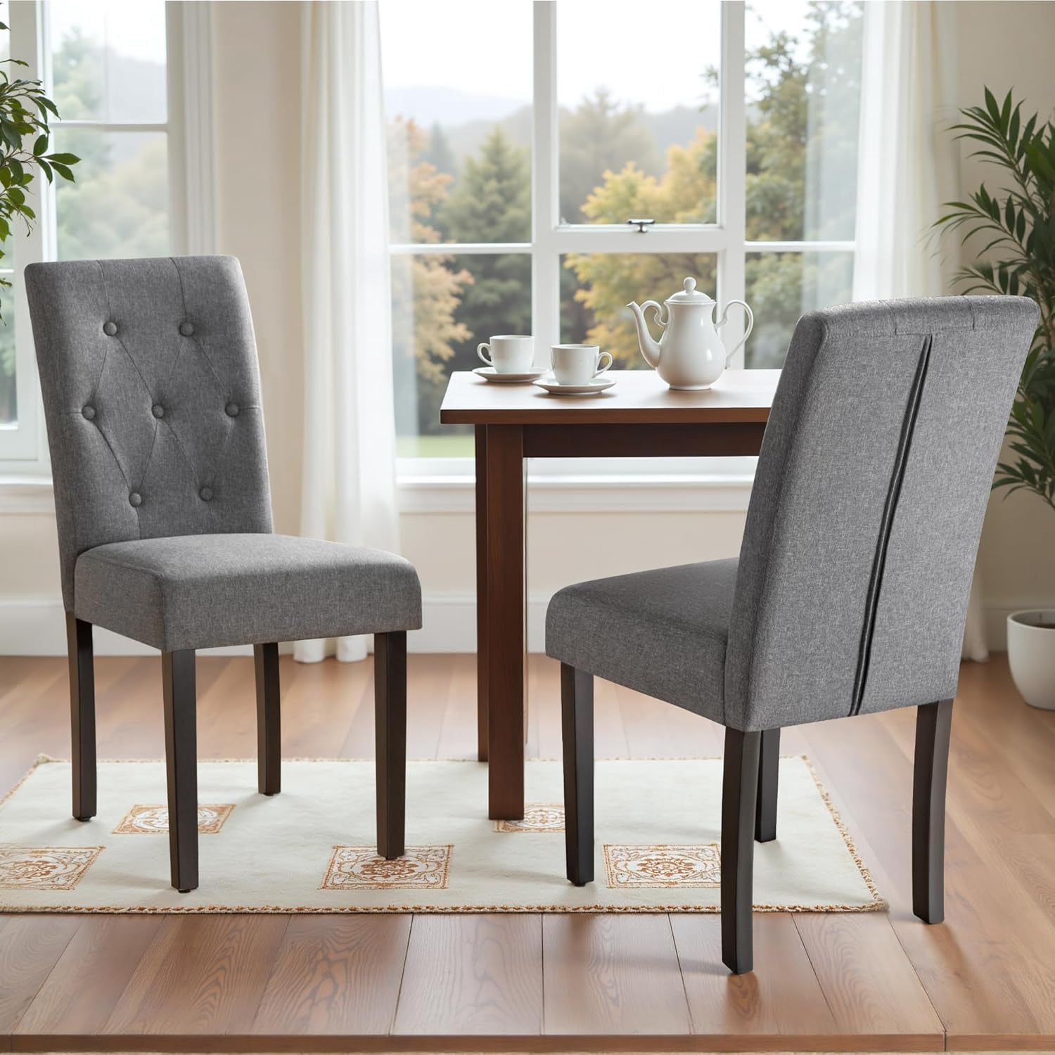 VibrantEcho Ergonomic Dining Chairs Set of 2, Upholstered Fabric ...