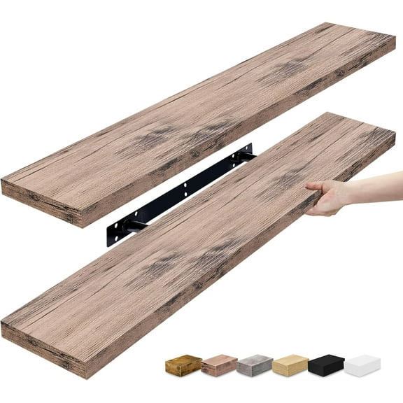 VibrantEcho Floating Shelves - 3 Pack 16 Inch Rustic & Blue Wall Shelves for Bedroom, Kitchen, Living Room, Bathroom Shelves, Home Decor, Office - Floating Shelf for Trophy, Books, Frames