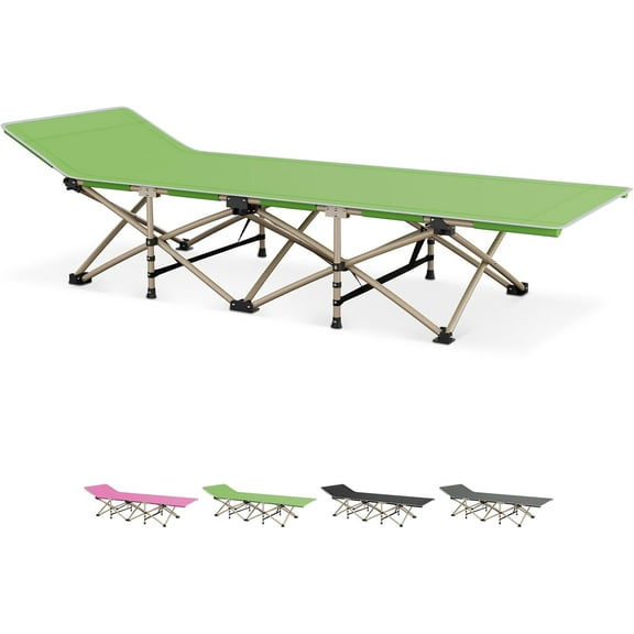 VibrantEcho Folding Camping Cot with Ergonomic Tilt, Portable Sleeping Bed 600d Oxford Camp Bed for Comfort and Water Resistant, Easy to Setup, Perfect for Travel, Hiking and Beach, Green