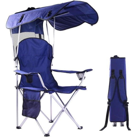 VibrantEcho Folding Canopy Camp Chair for Outdoors Shade Canopy Portable Chair Camping, Tailgates, Beach, Pool, Lawn Chair Sunshade Travel Chair Folding Camping Chair (Upgraded - Navy)