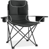 VibrantEcho High Back Camping Chairs for Adults, 3 Position Adjustable Backrest, Folding Lightweight Lawn Chair with Side Pocket, Cup Holder & Storage Bag for Picnic Hiking, Supports 250lbs1PC, Black