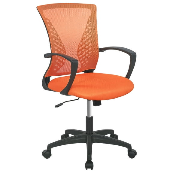 VibrantEcho Home Office Chair Mid Back PC Swivel Lumbar Support Adjustable Desk Task Computer Ergonomic Comfortable Mesh Chair with Armrest(Orange)