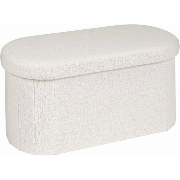 VibrantEcho Ottoman with Storage for Living Room,  Folding Storage Ottoman Foot Rest, 30 Inches Collapsible Bedroom Bench Cream White
