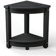 thumbnail image 1 of VibrantEcho Outdoor Side Table, HDPE Space-Saving Patio Side Table Corner Table Shower Bench, Waterproof 2-Tier Patio End Tables for Balcony Garden Deck (Black), 1 of 12