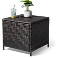 thumbnail image 1 of VibrantEcho Outdoor Side Table with Storage, 27-Gallon Patio Deck Box Outdoor Wicker Side Table for Poolside Balcony Storage Table (Brown, Square), 1 of 14