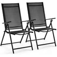 thumbnail image 1 of VibrantEcho Patio Folding Dining Chairs Set of 2, Stackable Outdoor Chairs with 8 Adjustable Back Positions and Armrest for Garden, Lawn, Yard and Beach, Black, 1 of 9