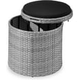 thumbnail image 1 of VibrantEcho Round Wicker Ottoman, Multipurpose Outdoor Furniture for Patio, Backyard, Additional Seating, Footrest, Side Table w/Storage, Removable Cushions – Gray/Black, 1 of 13