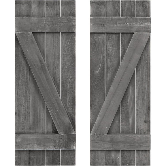VibrantEcho Set of 2 Shutters for Windows, Farmhouse Wall Decor, Paulownia Wood, Wall Mounted Hardware Included, Rustic Window Shutters for Outside,Inside,Rustic Gray,36'' x 13''