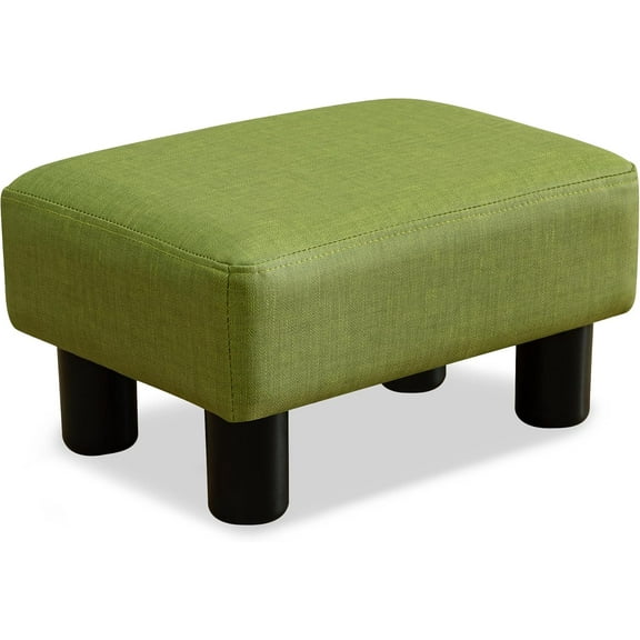 VibrantEcho Small Rectangle Foot Stool, PU Leather Fabric Footrest Ottoman with Non-Skid Plastic Legs, Modern Rectangle Footrest Small Step Stool Ottoman for Couch, Desk, Office, Living Room, Green