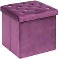 thumbnail image 1 of VibrantEcho Storage Ottoman Cube Velvet Tufted Folding Ottomans with Lid, Footstool Rest Padded Seat for Bedroom (Purple, Medium), 1 of 14