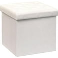 thumbnail image 1 of VibrantEcho Storage Ottoman Velvet Tufted Folding Ottomans Footstool Rest Seat with Removable Lid (White, Medium), 1 of 14