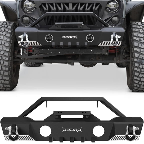 VibrantEcho Stubby Front Bumper with Winch Plate & D-rings for 2007-2018 Jeep Wrangler JK JKU