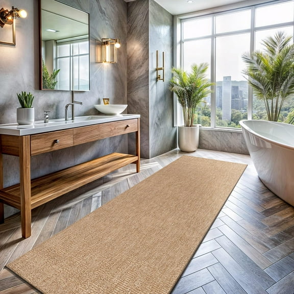 VibrantEcho Washable Easy Jute Rug 2x7, Indoor Outdoor Runner Rugs, Natural Color Farmhouse Area Rugs for Living Room, Kitchen Rug High Traffic Area, (2 X 7 Natural)