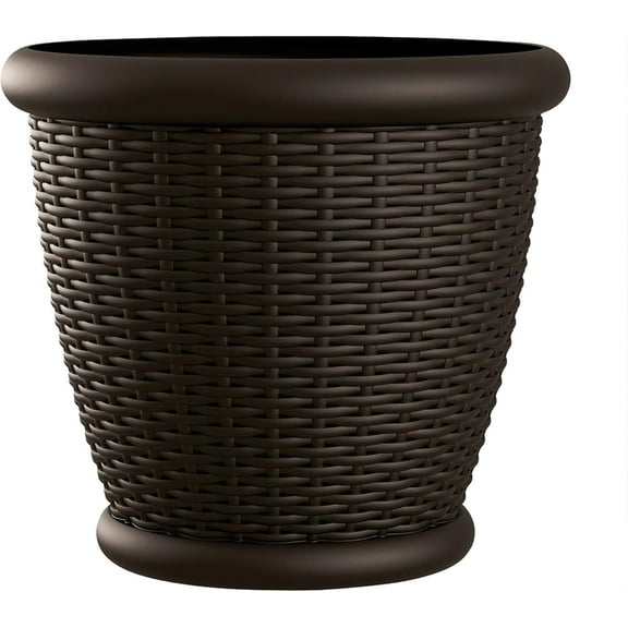 VibrantEcho Wicker Planter w/ Drillable Drain Holes, Decorative Indoor/Outdoor Pot, 18in