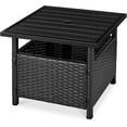 thumbnail image 1 of VibrantEcho Wicker Side Table with Umbrella Hole, Square PE Rattan Outdoor End Table for Patio, Garden, Poolside, Deck w/UV-Resistant Frame, Storage Space - Black, 1 of 13