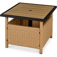 thumbnail image 1 of VibrantEcho Wicker Side Table - Square PE Rattan End Table w/Umbrella Hole & Storage - UV-Resistant Outdoor Furniture for Patio, Poolside (Natural), 1 of 7