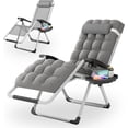 thumbnail image 1 of VibrantEcho Zero Gravity Chair with Cushion, Reclining Outdoor Patio Lounge Chair, Folding Indoor Anti Gravity Recliner, Portable Lounger with Removable Cup Holder Side Tray and Pillow Headrest(Grey), 1 of 18
