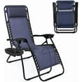 thumbnail image 1 of VibrantEcho Zero Gravity Lounge Chair Adjustable Outdoor Reclining Chair Folding Patio Anti-Gravity Indoor Outdoor Lounge Chair w/Pillow, Cup Holder (One Chair - NavyBlue), 1 of 9