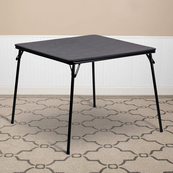 VibrantEcho oldable Card Table with Vinyl Table Top - Game Table - Portable Table.Black