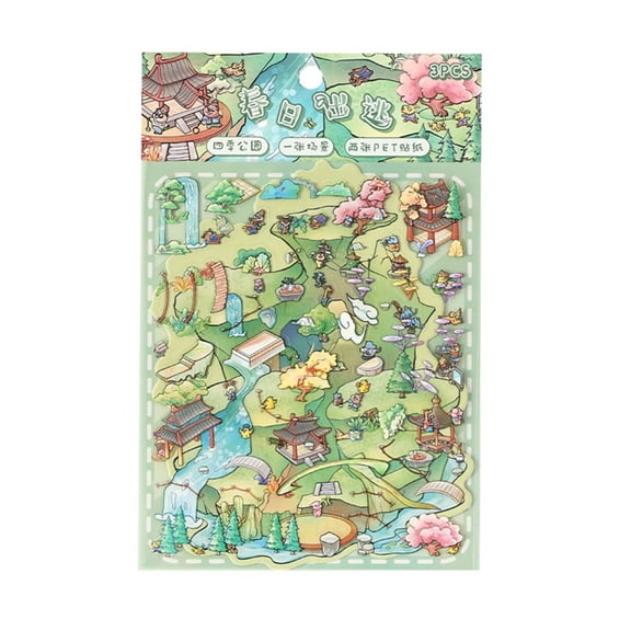 Vibrantly Park Scenic Sticker Fall Winter Themes Stick Durably Reusably Wall Decoration