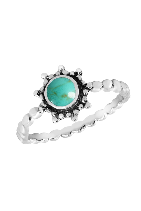Vibrantly Shining Sun Green Turquoise Inlay Sterling Silver Ring-9