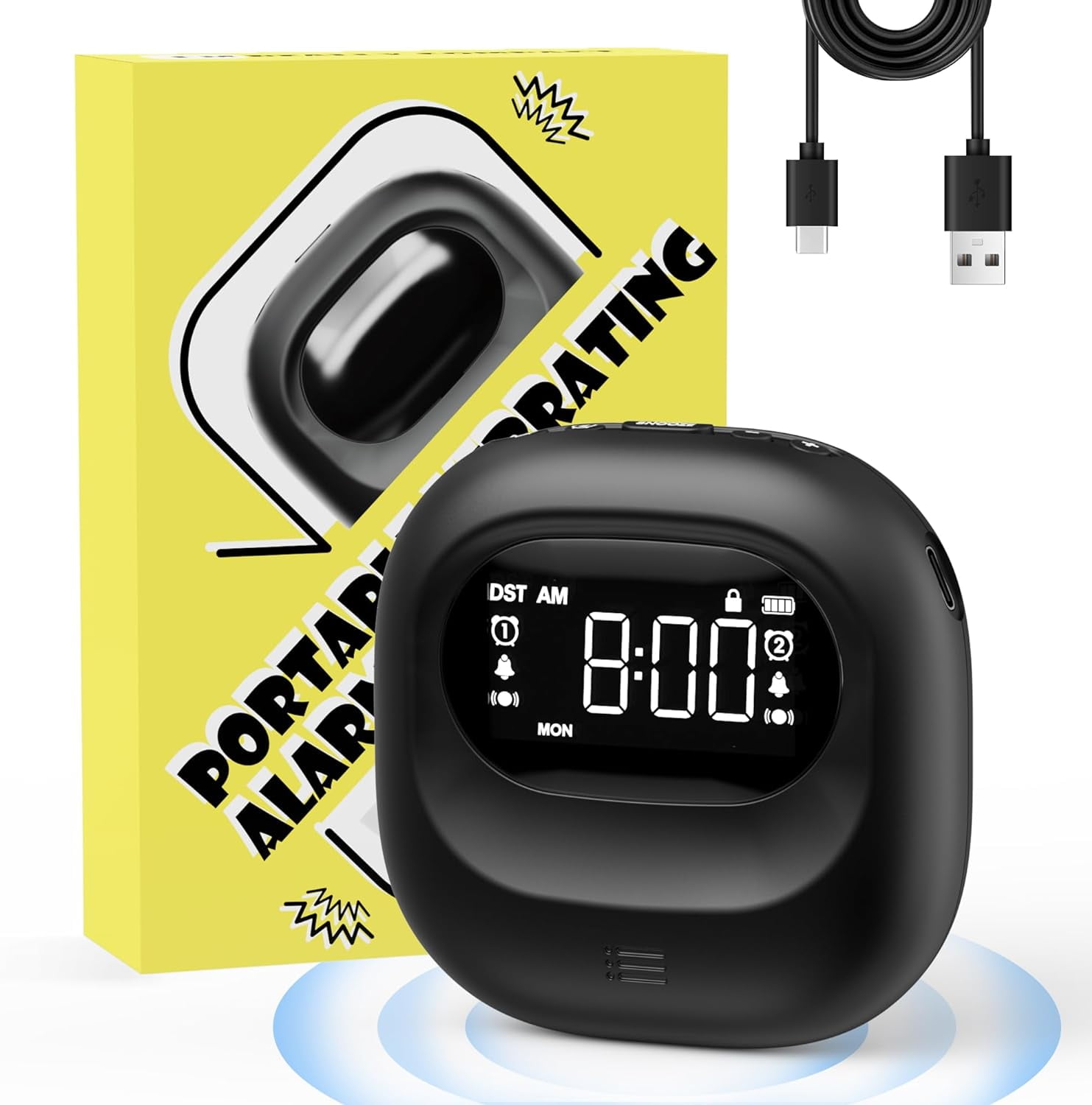 Vibrating Alarm Clock For Heavy Sleepers, Cordless Battery Operated Bed