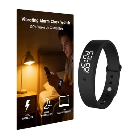 Vibrating Alarm Clock Watch for Heavy Sleepers, Silent Wake Up Bracelet & Smart Wristband, Wearable Vibration Wrist Alarm, Non-Audible Sleep Wristband for Men & Women