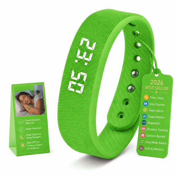 Vibrating Alarm Wristband Clock for Heavy Sleepers Vibration Wrist Bracelet Watch Digital Womens Silent Shock Wake Band Wake up with Extremely Deep
