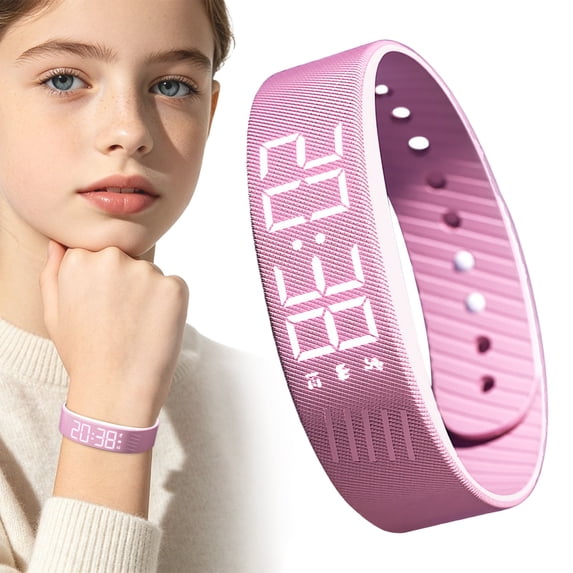 Vibrating Alarm Wristband for Heavy Sleepers, Friendly Wake Up Sleep Watch, Wrist Alarm, 20-Day Battery Life Alarm Bracelet,Silent Alarm Wristband, Portable Comfortable Sensory Alarm Clock,Pink