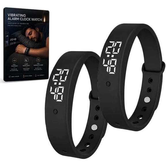 Vibrating Alarm Wristband Silent Watch for Heavy Sleepers Wake Up Bracelet Multiple Reminders Digital Display Step Tracker Adjustable Timer Adults Teens Travel