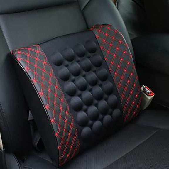 Vibrating Back Massage Cushion For Car Seat, Lumbar Support Pillow With Vibration For Home Office Chair Use(Red-13.39")