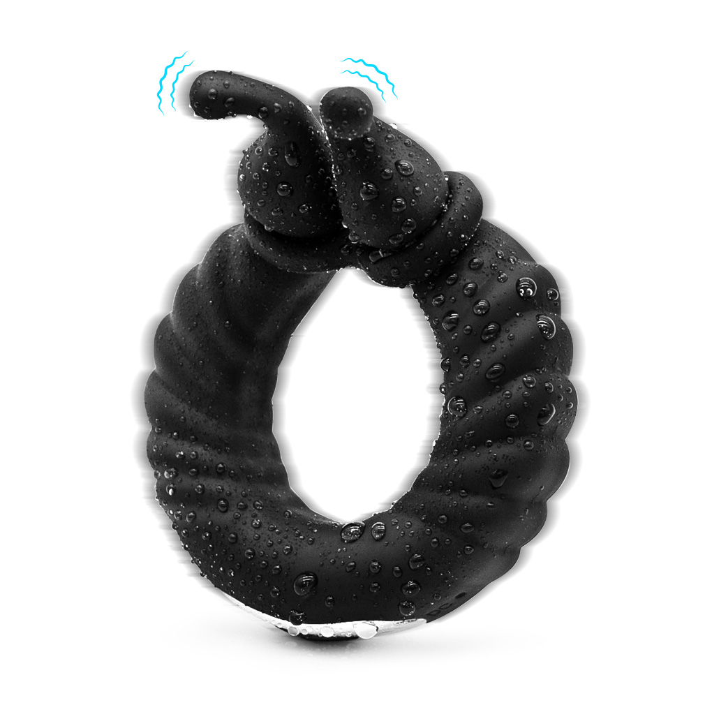 Vibrating Cock Ring Penis Rings With Rabbit Design Rechargeable Silicone Vibration Adult Toys 1383