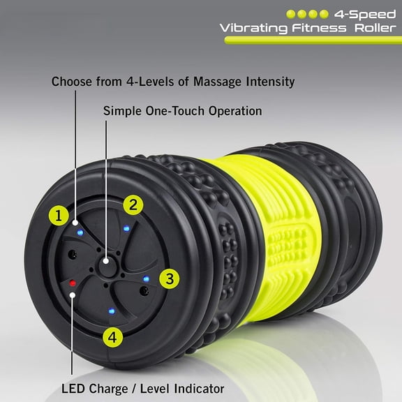Vibrating Exercise Foam Roller 4-Speed Design, Home Gym Therapy Solution, Promotes Myofascial Release & Reduces Soreness for Fitness Enthusiasts