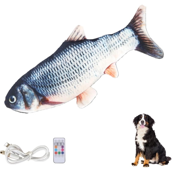 Vibrating Fish for Dogs, Floppy Fish Dog Toy, Moving Dog Toy, Realistic Flopping Fish Rocking Dog Toy, Interactive Dog Toys for Small Large Dogs, Dog Toys for Aggressive Chewers(A,Remote control)