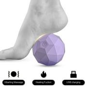 Vibrating Massage Ball with Heat - Portable Physical Therapy for Muscle Relief Up to 120  H Heating Temperature for Myofascial Release and Trigger Point Treatment Mini Size Massage Ball -Purple
