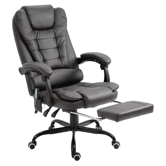 Vibrating Massage Office Chair - High Back Desk Chair with Lumbar Support & Footrest - Gray