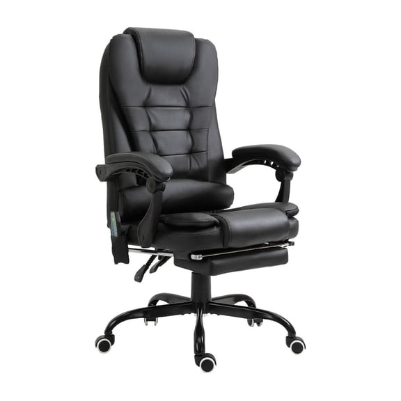 Vibrating Massage Office Chair, High Back Executive Chair with Footrest & Lumbar Support, Adjustable Height, Black - Ergonomic Desk Chair for Home & Office