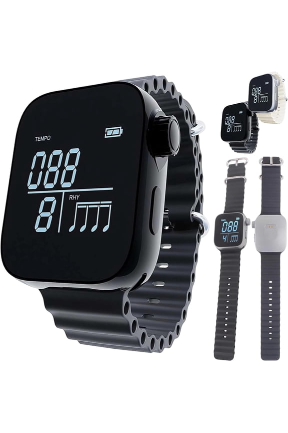 Vibrating Metronome Watch, 40-240bpm Switchable Metronome or Sport Mode, Precision Pulse Wearable Metronomes for Instrumental Beginners, Musicians, Exercisers with Magnetic Charging Cable (A)