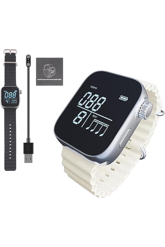 Vibrating Metronome Watch,Precision Pulse Wearable Metronomes,Adjustable 40-240bpm Switchable Sport Watch Gift for Instrumental Beginners and Musicians,Exerciser,with Magnetic Charging Cable, Manual