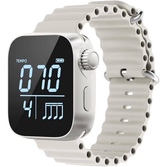 Vibrating Metronome Watch, Wearable Metronome for Guitar, Violin, Piano, Drum Practice, and Workout Tempo Trainer with Adjustable Strap, App Support and Long Battery Life (Beige)